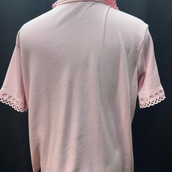 Blair Light Pink Eyelet Collar Button Down Shirt - Picture 3 of 4
